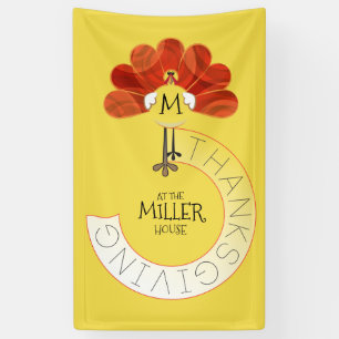 Banderoles Famille Thanksgiving Turquie Monogramme