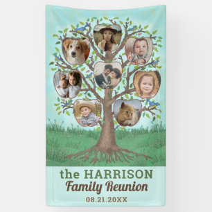 Banderoles Family Reunion Tree 8 Photo Collage Custom Party