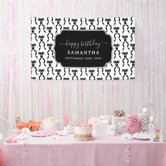 Banderoles Fancy Aquarelle Noir Bow Anniversaire (Fête)