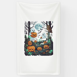 Banderoles Fantômes d'Halloween Citrouilles effrayantes Hibou