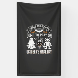 Banderoles Fantômes et Gobelins Halloween Octobre Dernier Jou