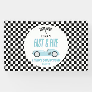 Banderoles Fast & Five Blue Race Car 5e fête d'anniversaire