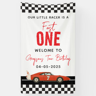 Banderoles Fast One Race Car Boy 2e fête d'anniversaire
