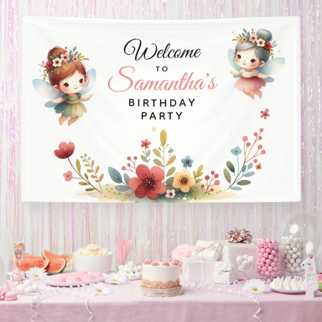 Banderoles Fée enchantée Jardin Fille fête d'anniversaire (Fête)