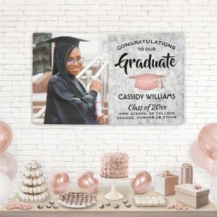 Banderoles Félicitations 1 Photo Marbre Rose Rose Rose Gold G