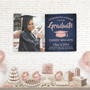Banderoles Félicitations 1 Photo Marine & Rose Rose Gold Grad