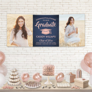 Banderoles Félicitations 2 Photo Marine & Rose Rose Gold Grad