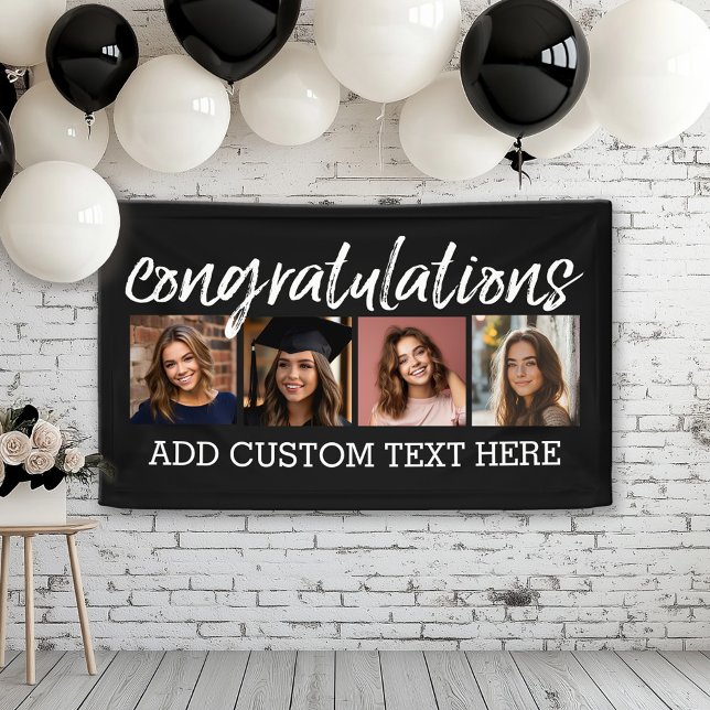 Banderoles Félicitations 4 Photo vous pouvez changer d'arrièr (Custom Graduation Banner for a Grad Party or Open House)