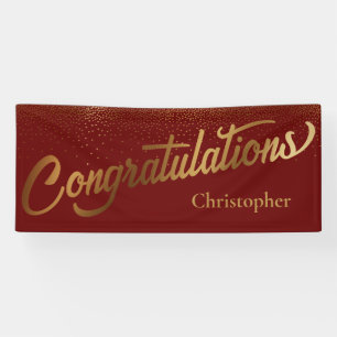 Banderoles Félicitations à Gold Confetti Burgundy