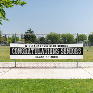 Banderoles Félicitations Aînés White Noir Argent