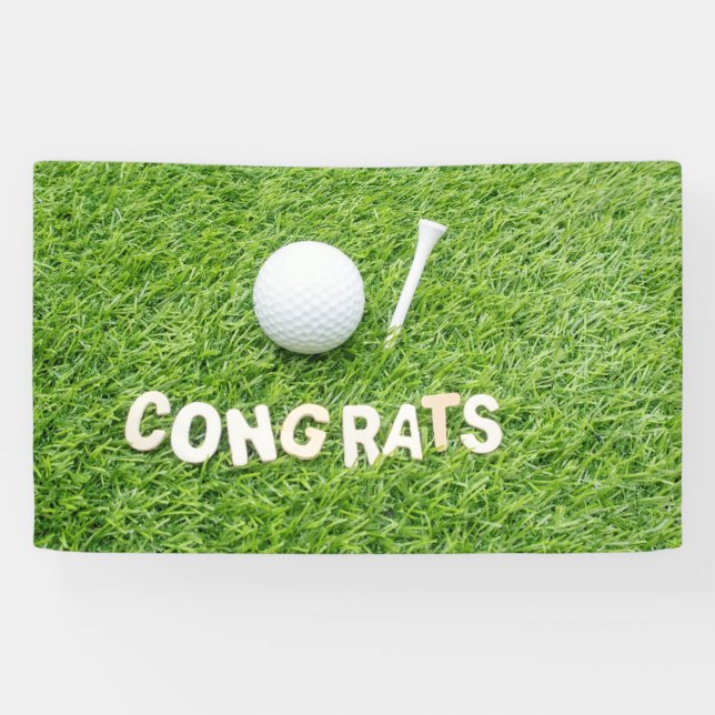 Banderoles Félicitations au golf avec balle sur green (Horizontal)