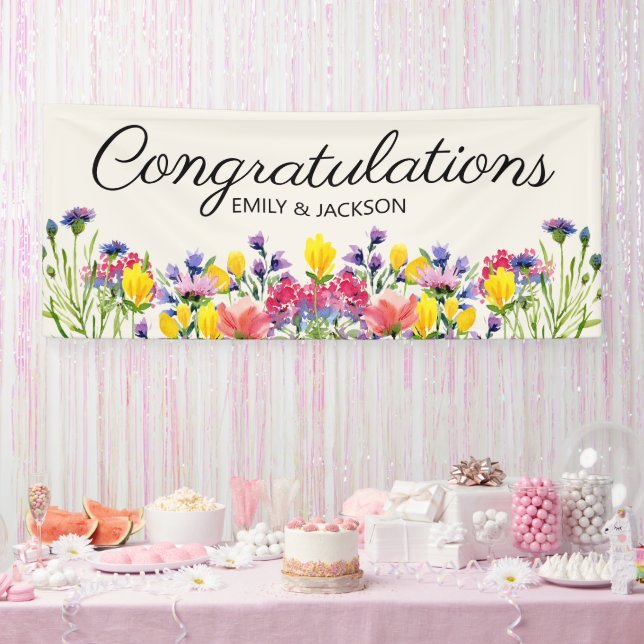 Banderoles Félicitations aux Fleurs sauvages de la partie d'e (Fête)