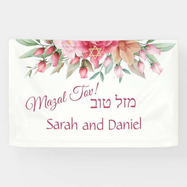 Banderoles Félicitations aux Mariages de Rose Blush (Horizontal)
