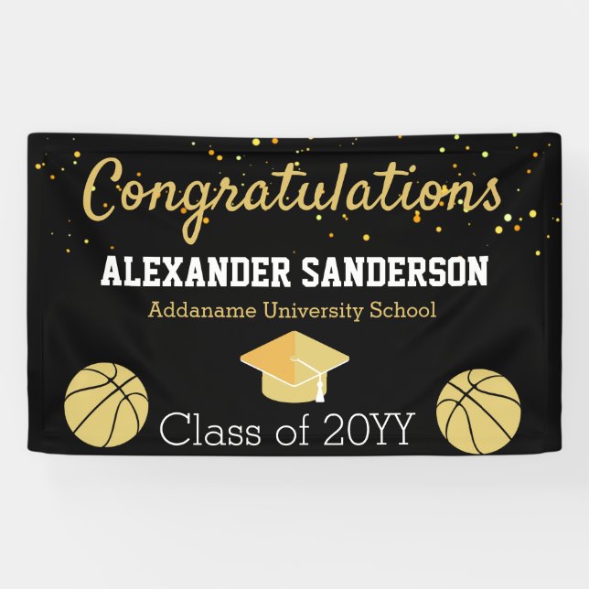 Banderoles Félicitations Basketball Graduation Banner (Horizontal)