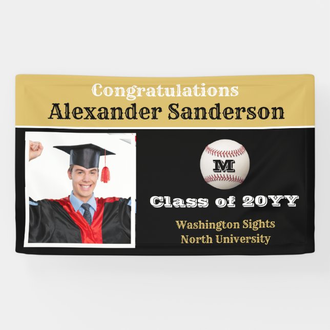 Banderoles Félicitations Black and Gold pour la graduation de (Horizontal)