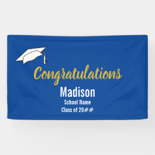 Banderoles Félicitations Blue and White Graduate Name