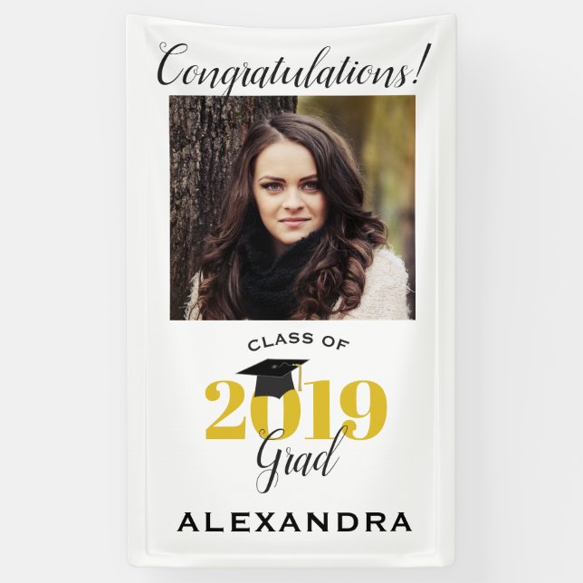 Banderoles Félicitations Classe de photo 2019 Graduate (Vertical)