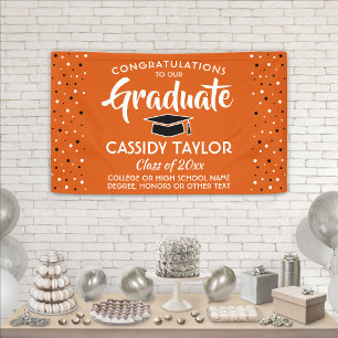 Banderoles Félicitations Confetti Orange Blanc & Noir