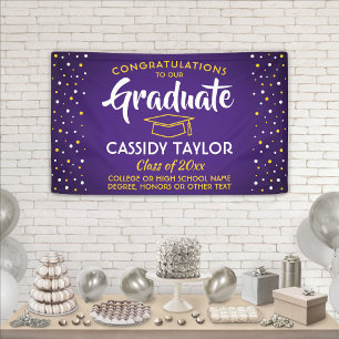 Banderoles Félicitations Confetti Purple Gold Jaune