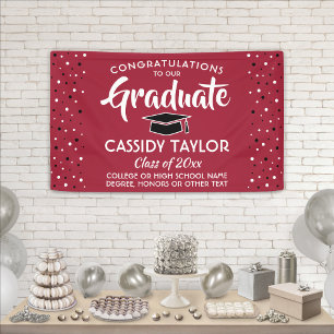 Banderoles Félicitations Confetti Rouge Blanc et Noir
