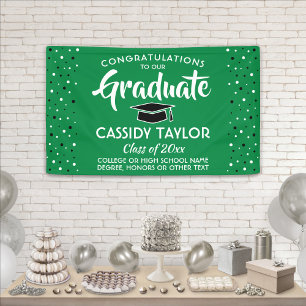 Banderoles Félicitations Confetti Vert Blanc et Noir