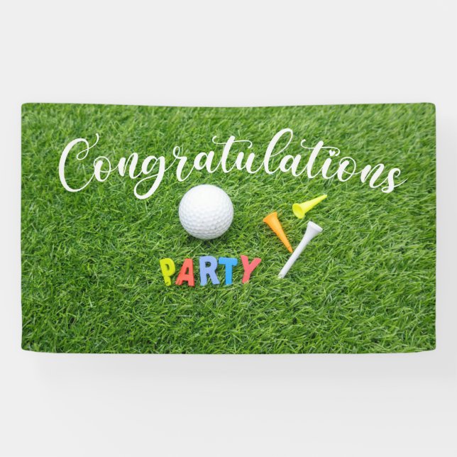 Banderoles Félicitations de golf avec le mot party  (Horizontal)