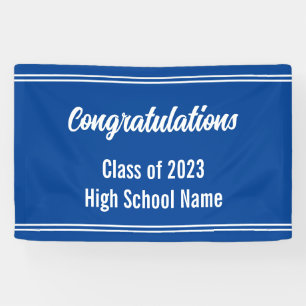 Banderoles Félicitations Deep Blue and White High School