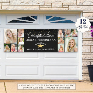 Banderoles Félicitations Diplômé 12 photo Collage noir