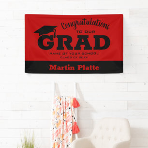 Banderoles Félicitations diplômé Black Scarlet