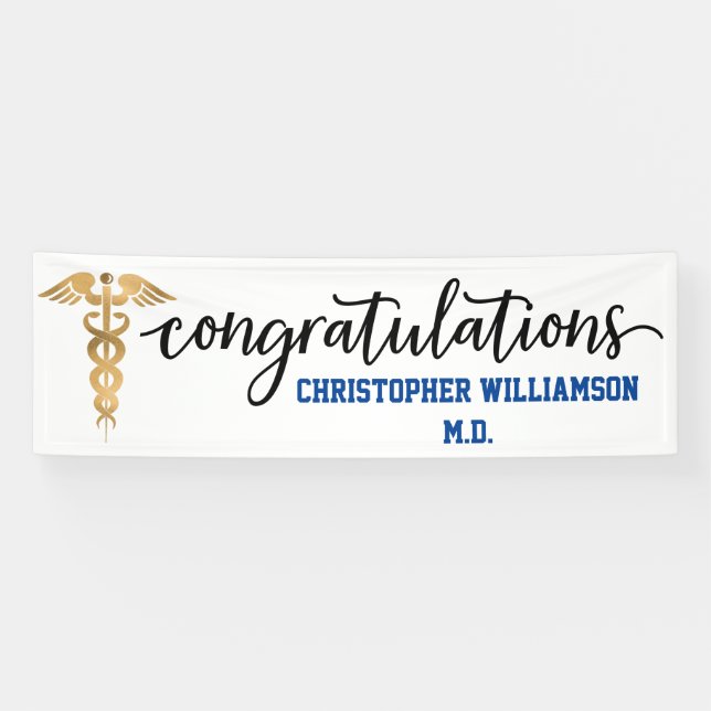 Banderoles Félicitations Diplôme Gold Docteur Médicale (Horizontal)