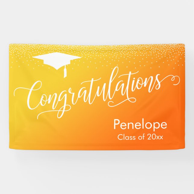Banderoles Félicitations Diplôme Jaune & Orange Ombre (Horizontal)
