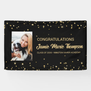 Banderoles Félicitations diplômé Photo Gold confetti
