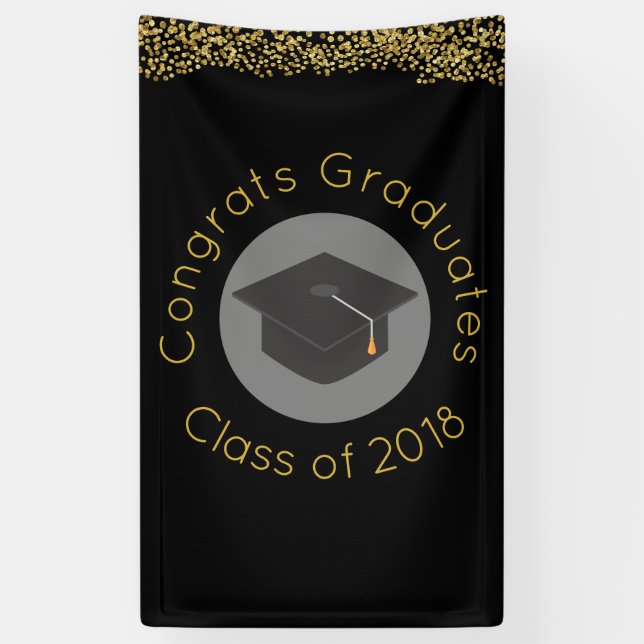Banderoles Félicitations diplômés Classe de 20xx Faux Confett (Vertical)