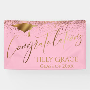Banderoles Félicitations Diplômés Gold Confetti sur Pink