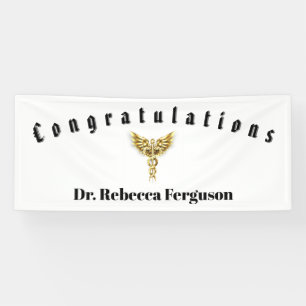 Banderoles Félicitations Docteur Médecin Caducée Or