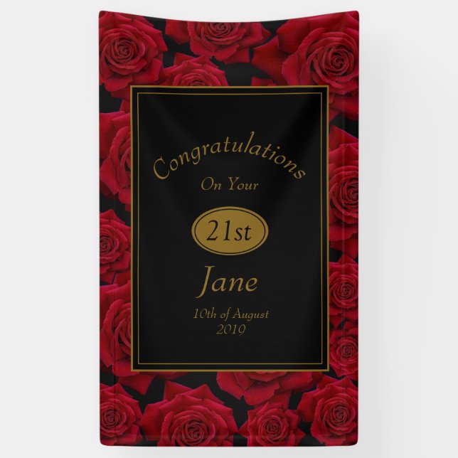 Banderoles Félicitations élégantes d'anniversaire de rose (Vertical)