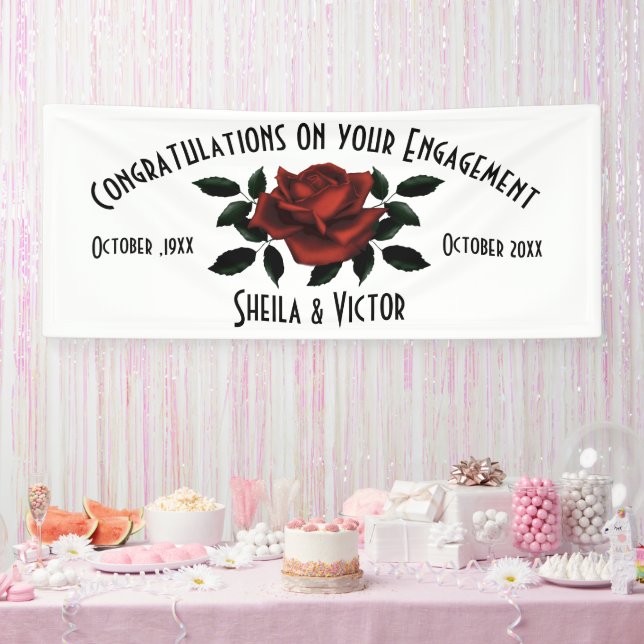 Banderoles Félicitations Fiançailles Red Rose (Fête)