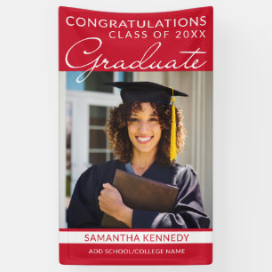 Banderoles Félicitations Grad 1 Photo Red Vertical Graduation