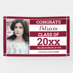 Banderoles Félicitations Grad 2022 Photo Graduation Burgundy 