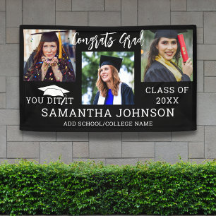 Banderoles Félicitations Grad 2025 Graduation Cap 3 Photo Noi