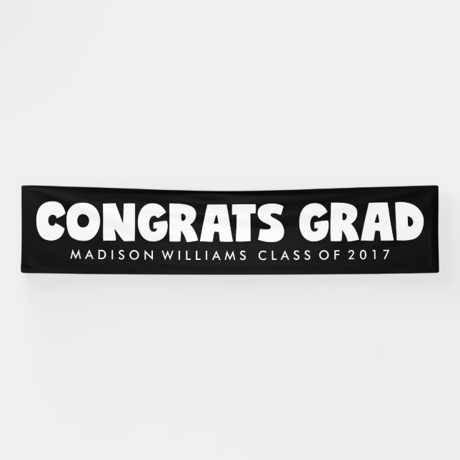 Banderoles Félicitations Grad | Nom et année (Horizontal)