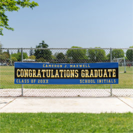 Banderoles Félicitations Graduate Blue | Noir | Or