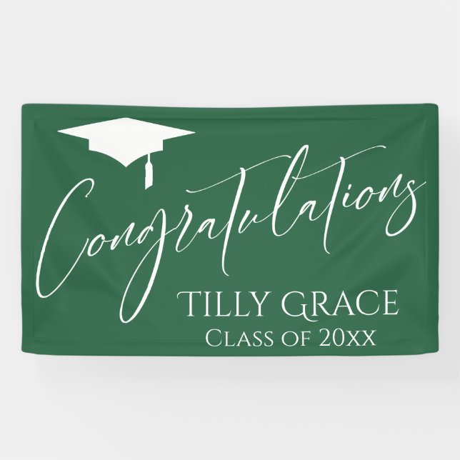 Banderoles Félicitations Graduate Class of Leaf Green (Horizontal)