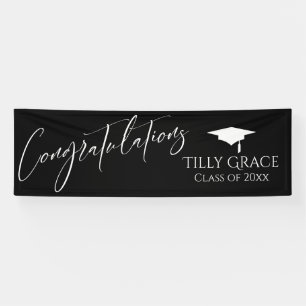 Banderoles Félicitations Graduate Class of White on Black