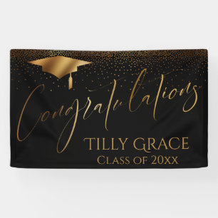 Banderoles Félicitations Graduate Gold Confetti sur Black
