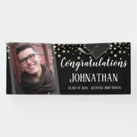 Félicitations Graduation Black Confetti Photo