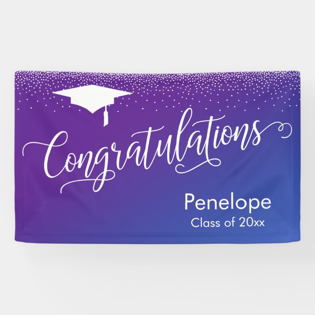 Banderoles Félicitations Graduation Purple & Blue Ombre (Horizontal)