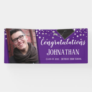 Banderoles Félicitations Graduation Purple Confetti Photo