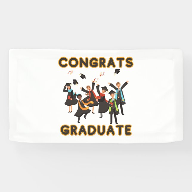 Banderoles Félicitations Gradué 1.6x3 Vinyl Banner (Horizontal)