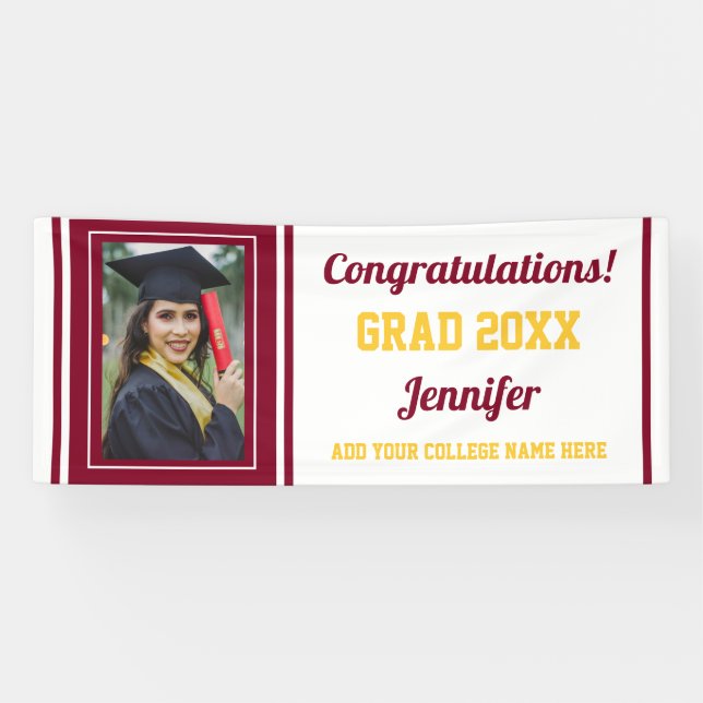 Banderoles Félicitations Grand Bourgogne Gold White Photo Gra (Horizontal)